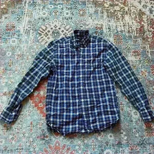 J Crew plaid blue and yellow button down